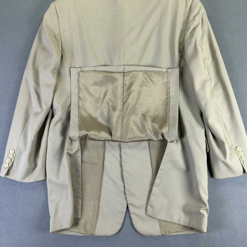 Burberry Blazer Jacket Mens 42‎ Long Beige Khaki Kensington Wool Luxury Business